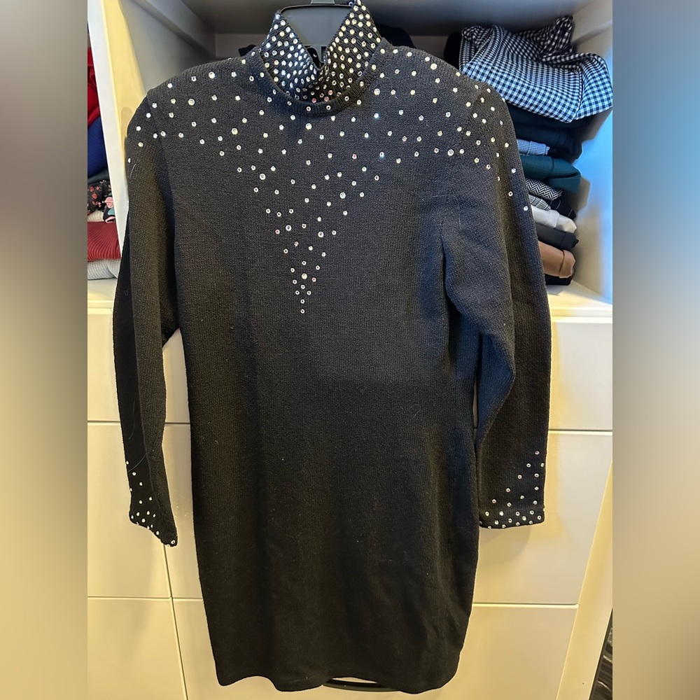 Crystal embellished vintage black dress